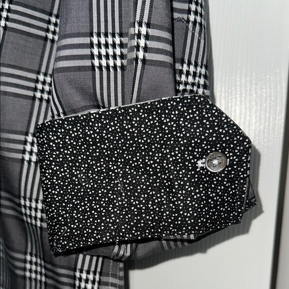 Bugatchi NWOT Men's Black and White Plaid Shirt - Picture 5 of 5